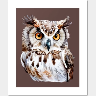 Watercolor Mysterious Owl Posters and Art